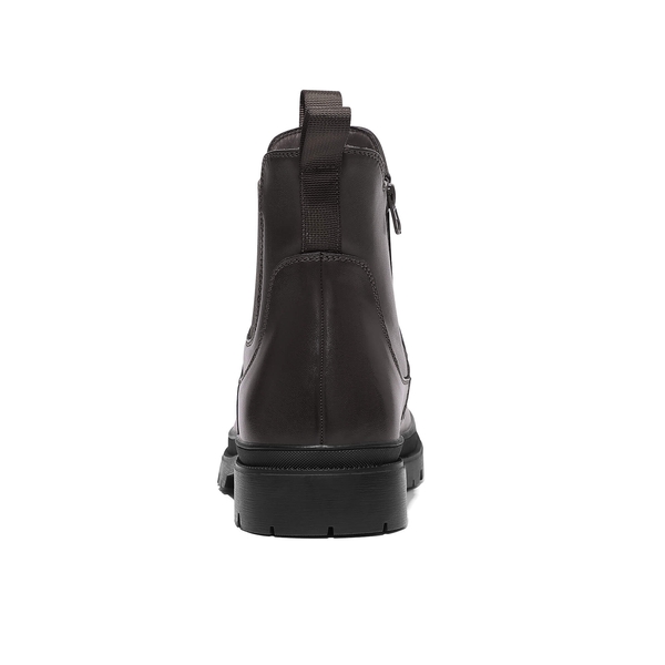 Men's  Vegan Leather Chelsea Boots - DARK BROWN - 5